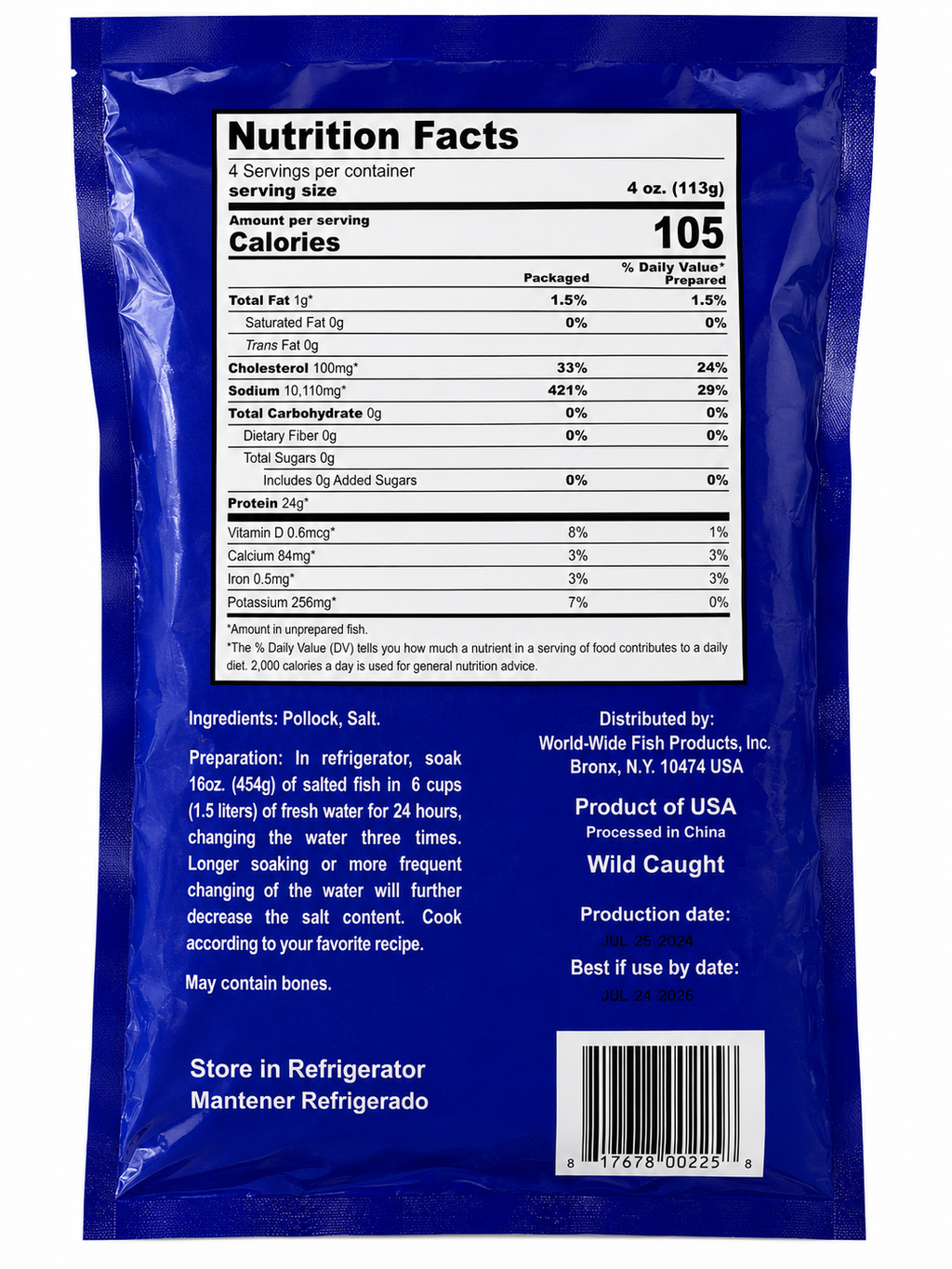 World-Wide Salted Pollock (Saltfish) Fillets