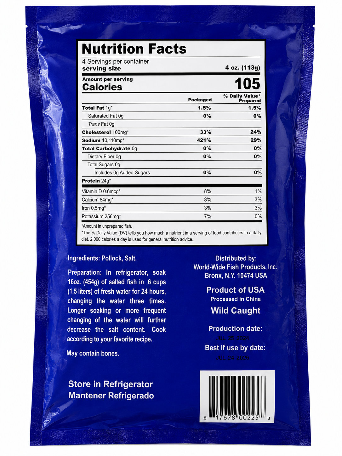 World-Wide Salted Pollock (Saltfish) Fillets